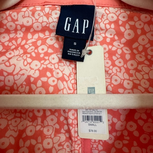 GAP water-resistant, coral button-up coat, size S - Picture 3 of 6